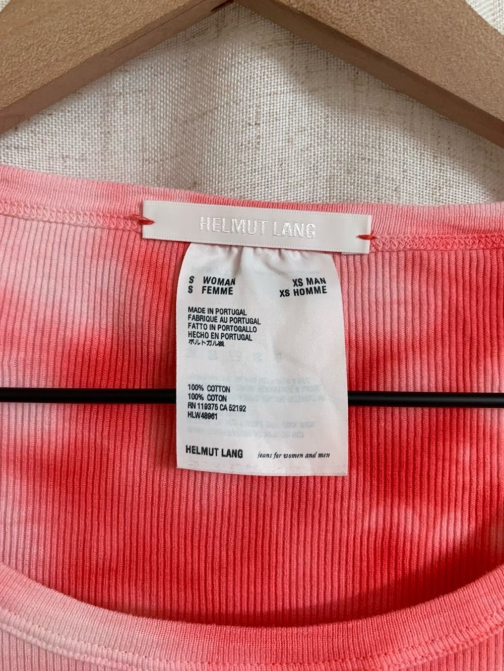 Helmut Lang Unisex Red White Tie Dye Long Sleeve Scoop Neck Top Women S Men XS - Picture 5 of 5